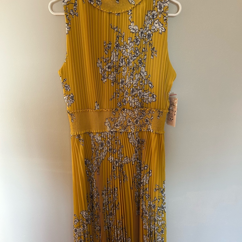 Nanette Lepore Mustard Floral Midi Dress